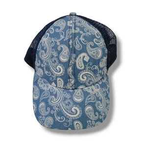 Lake Shore Drive women's blue paisley bandanna breathable pony tail hat​